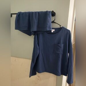 Women's Navy Long Sleeve Pajama Top and Pants Set